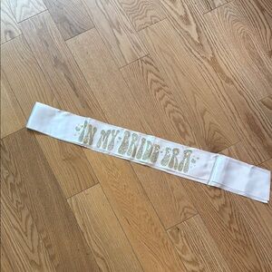 White and Gold Bride Sash